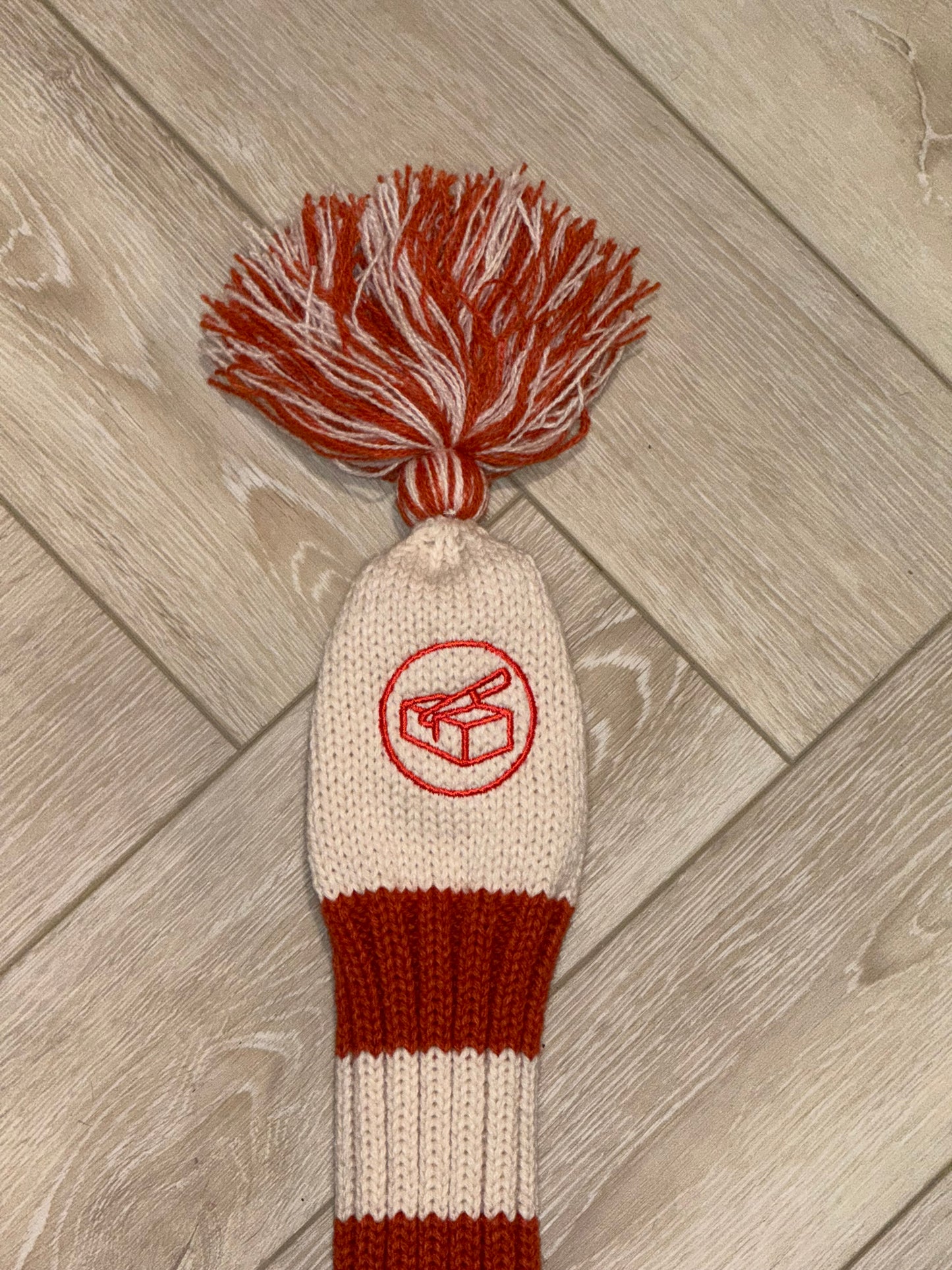Premium Knit Head Cover - Rust Orange and Oatmeal