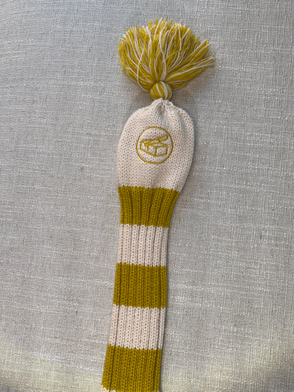 Premium Knit Head Cover - Yellow and Oatmeal