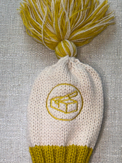 Premium Knit Head Cover - Yellow and Oatmeal