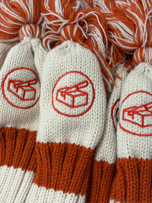 Premium Knit Head Cover - Rust Orange and Oatmeal